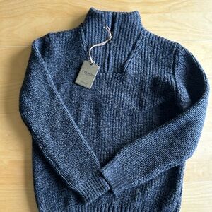 Filson 100% Wool 1/4 Zip Neck Sweater- Size SM Black Charcoal Heather